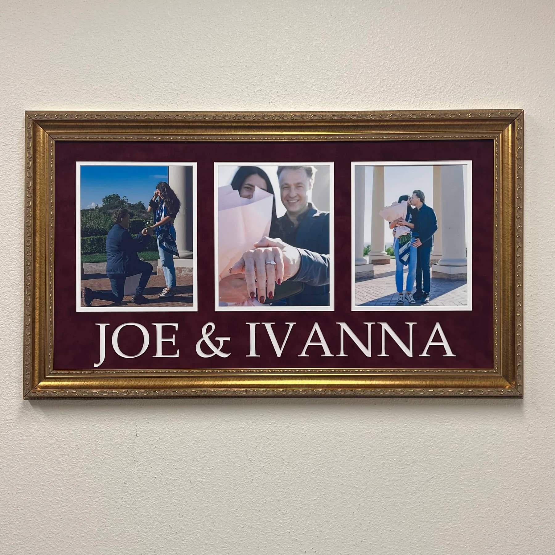 Custom framing for vows, bouquets, invitations, and wedding keepsakes.