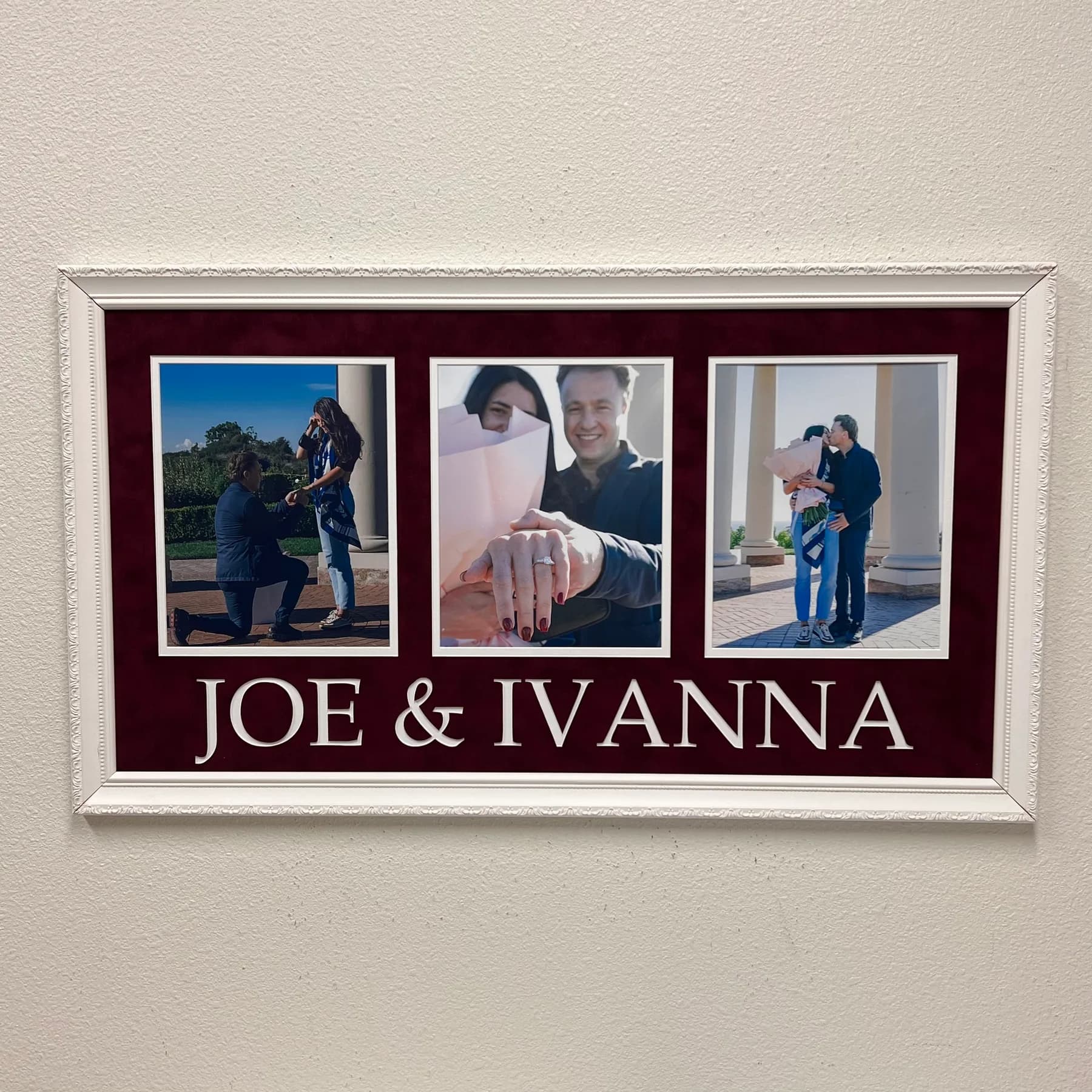 Custom framing for vows, bouquets, invitations, and wedding keepsakes.