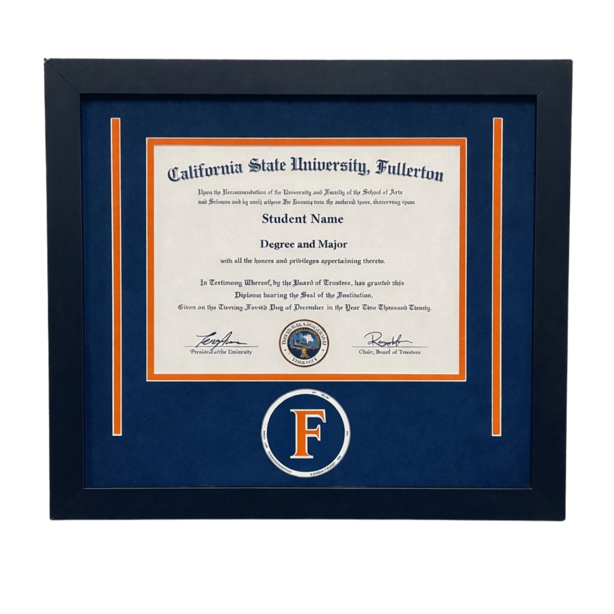 Custom-framed diploma by The Framing Collective, Newport Beach — sample 4