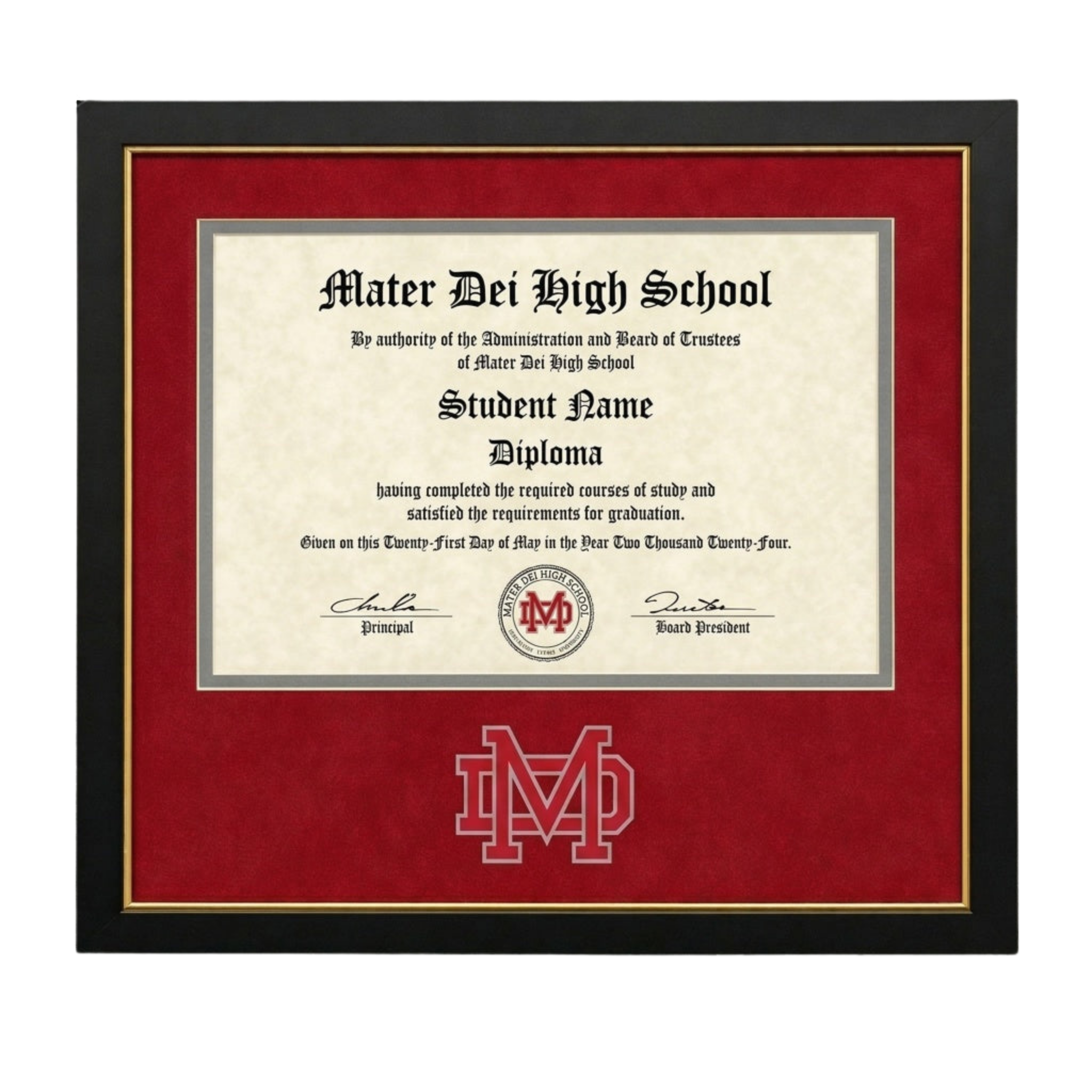 Custom-framed diploma by The Framing Collective, Newport Beach — sample 1