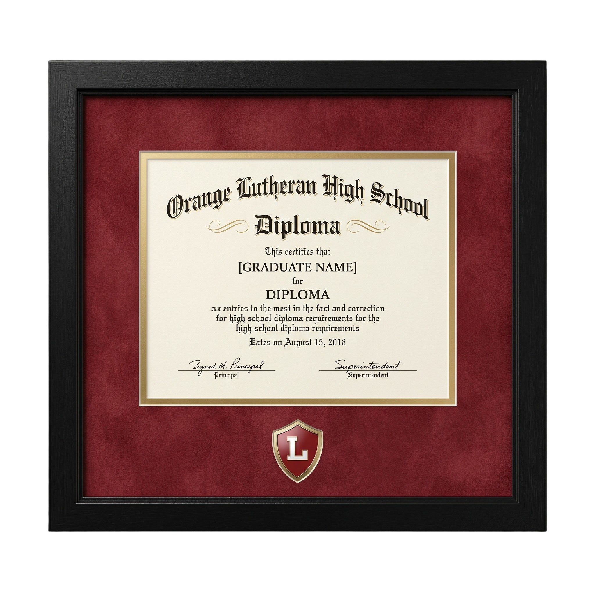 Custom-framed diploma by The Framing Collective, Newport Beach — sample 3